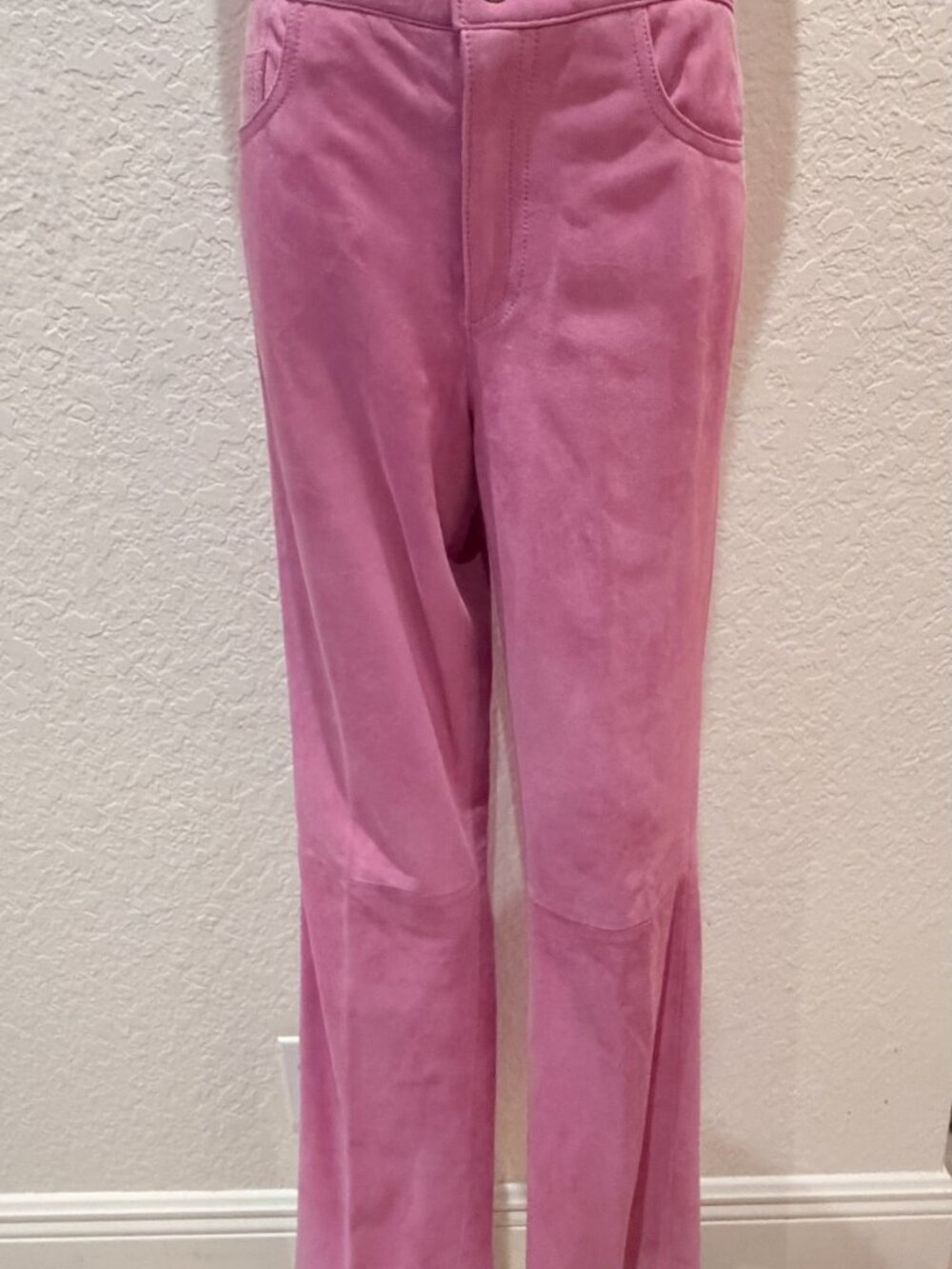 Ralph Lauren Black Label 100% Suede Straight Leg Pants Sz 6 Pink Berry Mid Rise - Picture 4 of 15